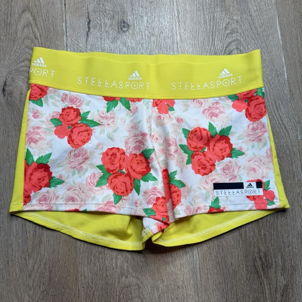 Adidas Stella McCartney Women Shorts Spandex Sports Floral‎ Print Size M (12-14)